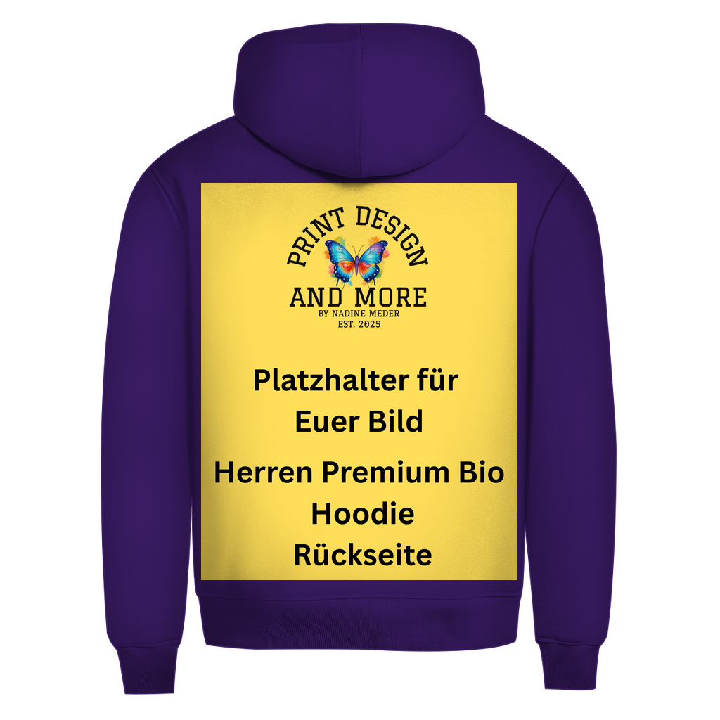 Herren Premium Bio Hoodie Rückseite DTF