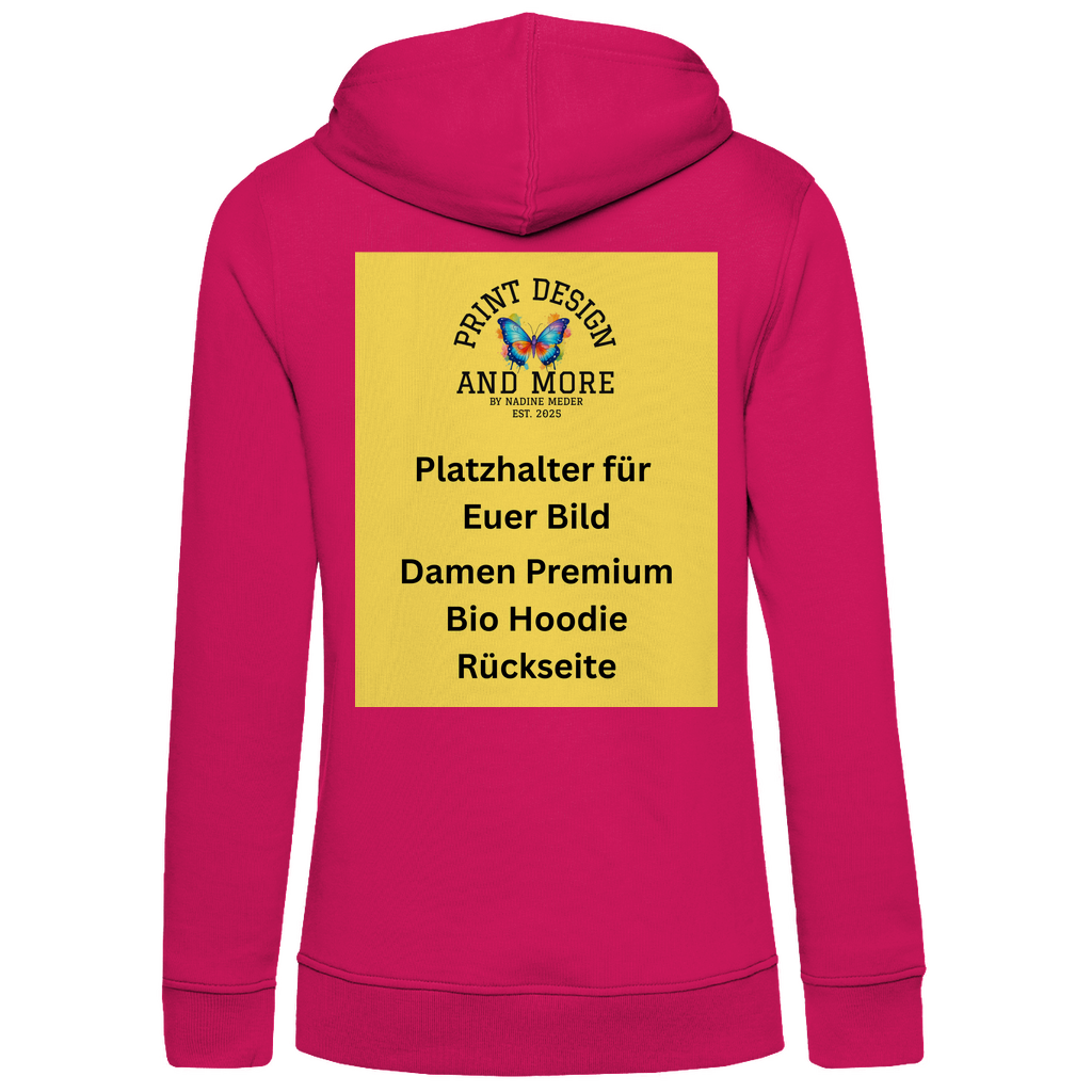 Damen Premium Bio Hoodie Rückseite DTF