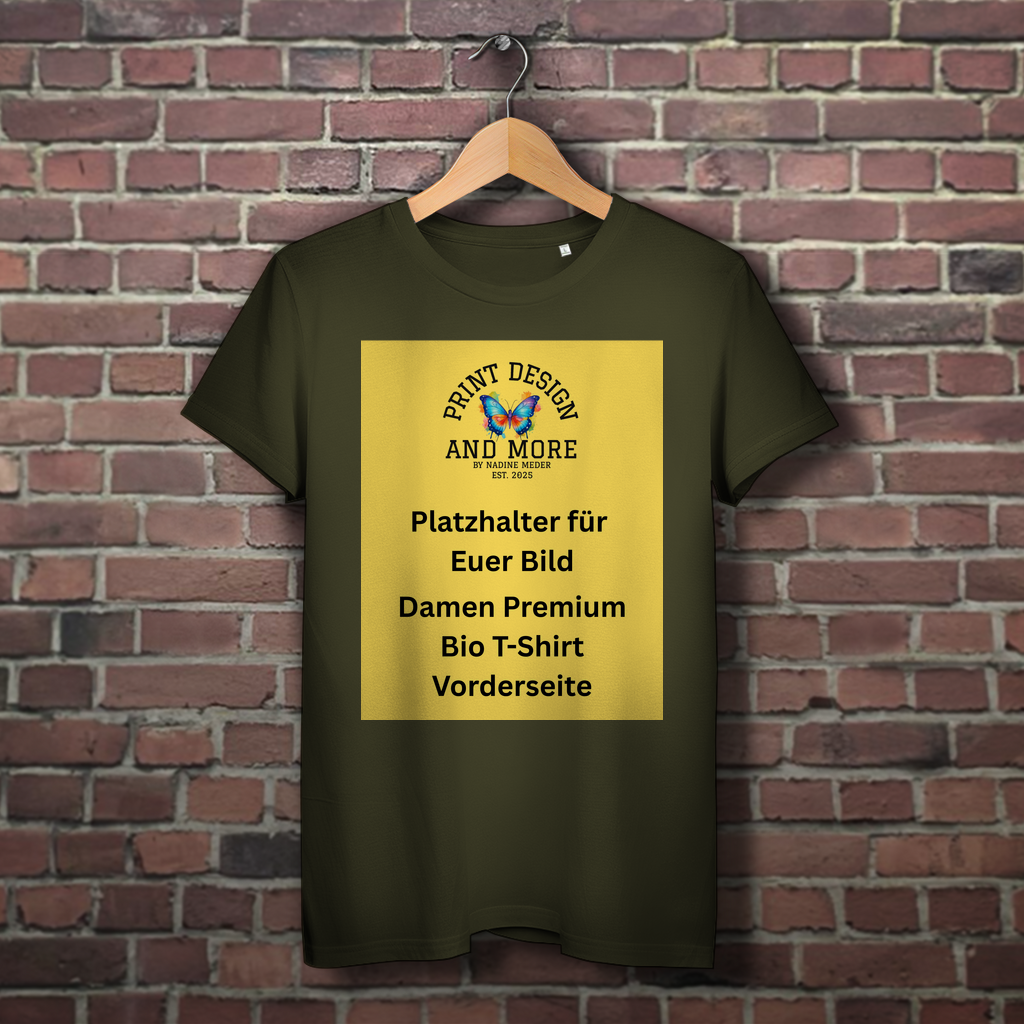 Damen Premium Bio T-Shirt Vorderseite DTF