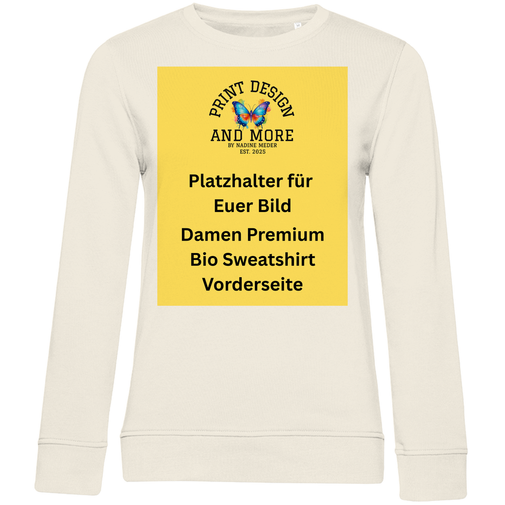 Damen Premium Bio Sweatshirt Vorderseite Helle Farben DTF