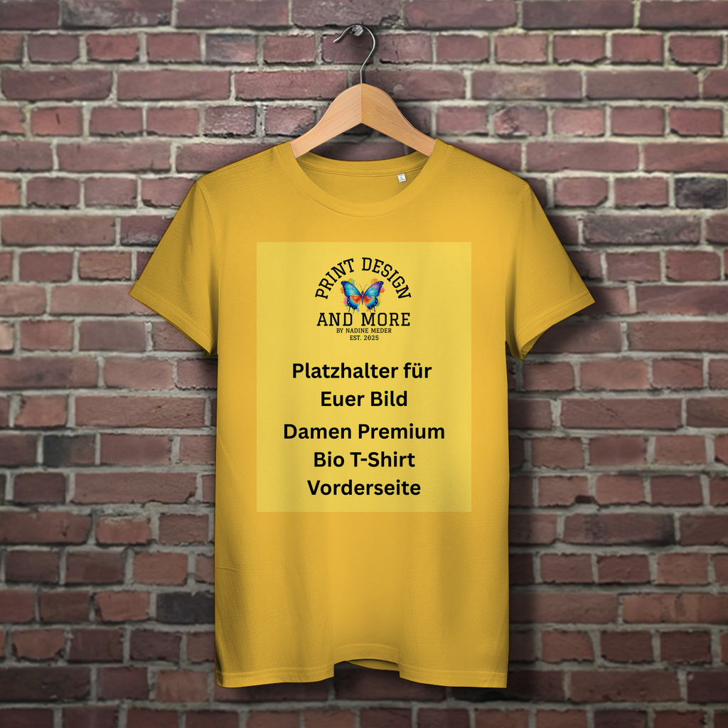Damen Premium Bio T-Shirt Vorderseite DTF