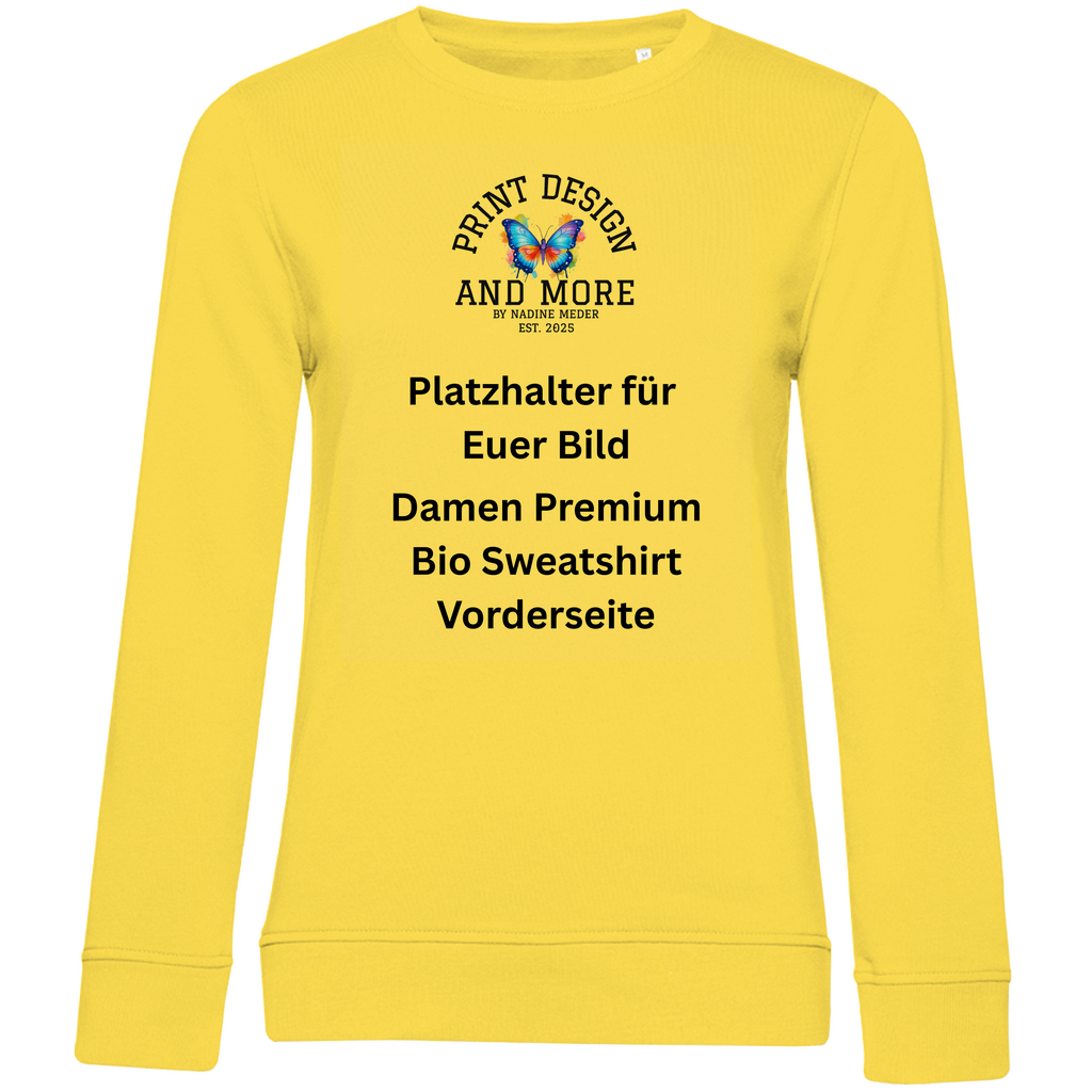 Damen Premium Bio Sweatshirt Vorderseite Helle Farben DTF