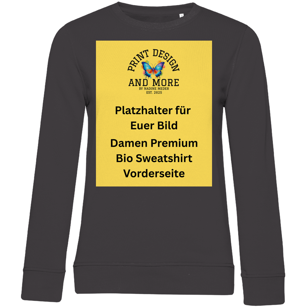 Damen Premium Bio Sweatshirt Vorderseite Dunkle Farben DTF