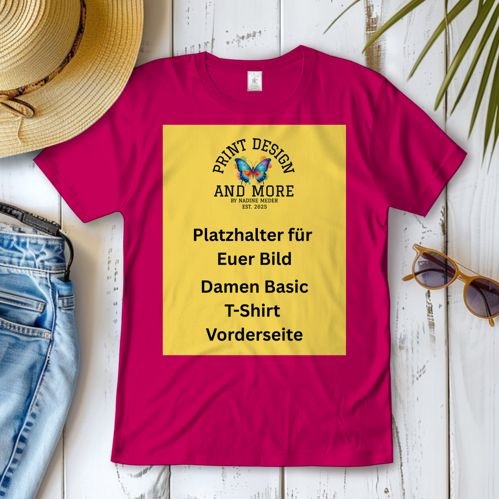 Damen Basic T-Shirt Vorderseite Helle Farben DTF