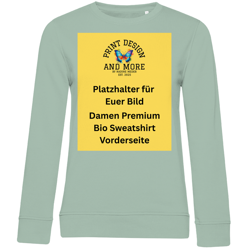 Damen Premium Bio Sweatshirt Vorderseite Helle Farben DTF