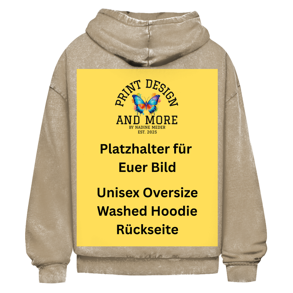Unisex Oversize Washed Hoodie Rückseite DTF