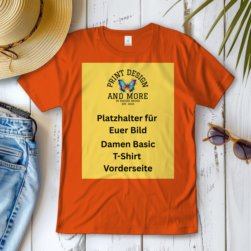 Damen Basic T-Shirt Vorderseite Helle Farben DTF