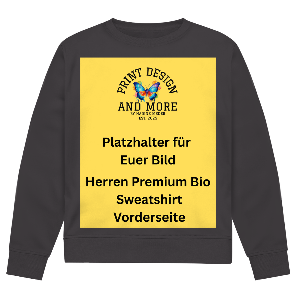 Herren Premium Bio Sweatshirt Vorderseite Dunkle Farben DTF