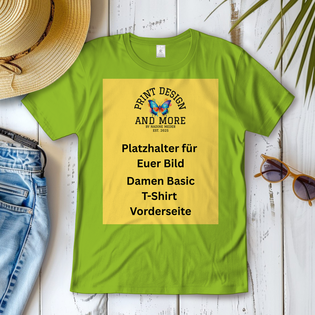 Damen Basic T-Shirt Vorderseite Helle Farben DTF