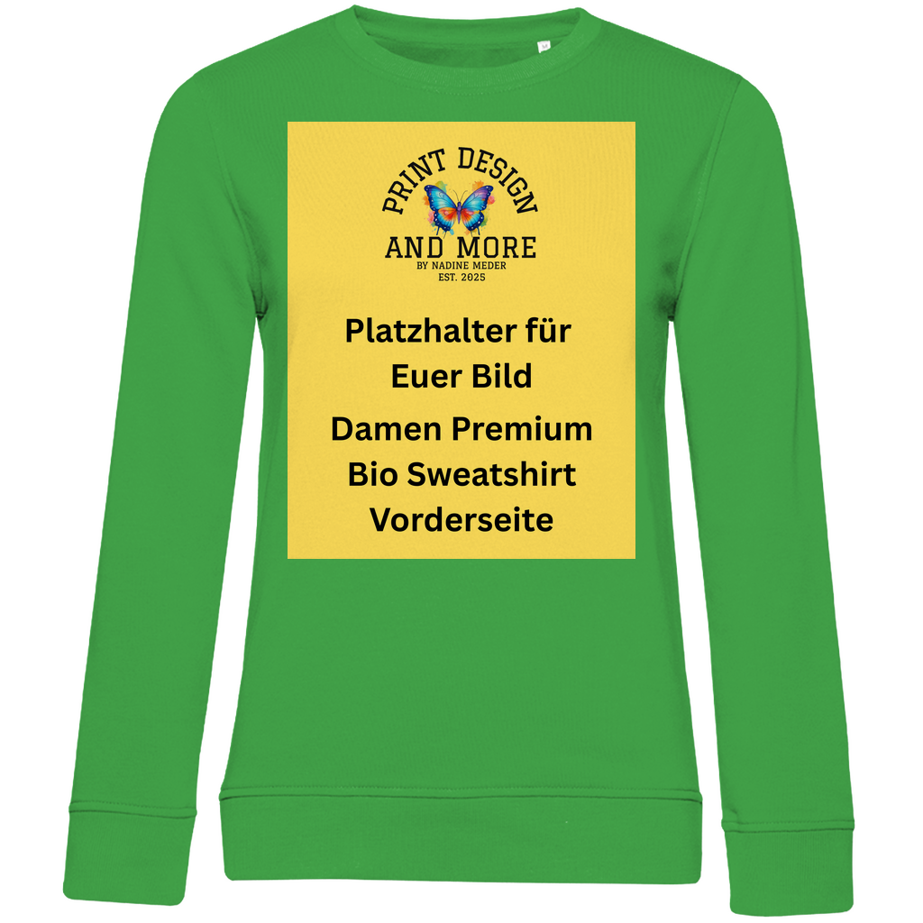 Damen Premium Bio Sweatshirt Vorderseite Helle Farben DTF
