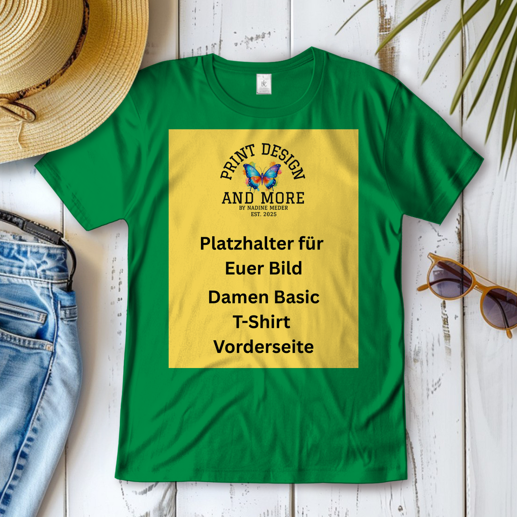 Damen Basic T-Shirt Vorderseite Helle Farben DTF
