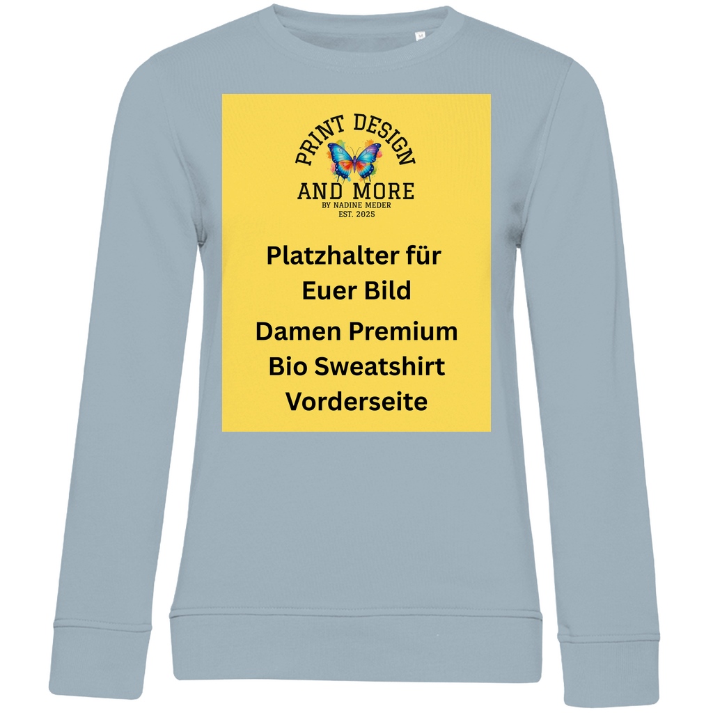 Damen Premium Bio Sweatshirt Vorderseite Helle Farben DTF