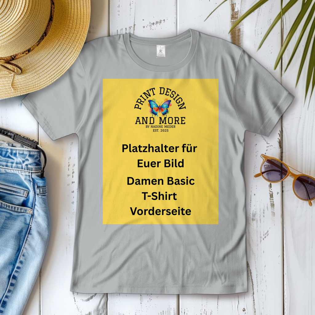 Damen Basic T-Shirt Vorderseite Helle Farben DTF