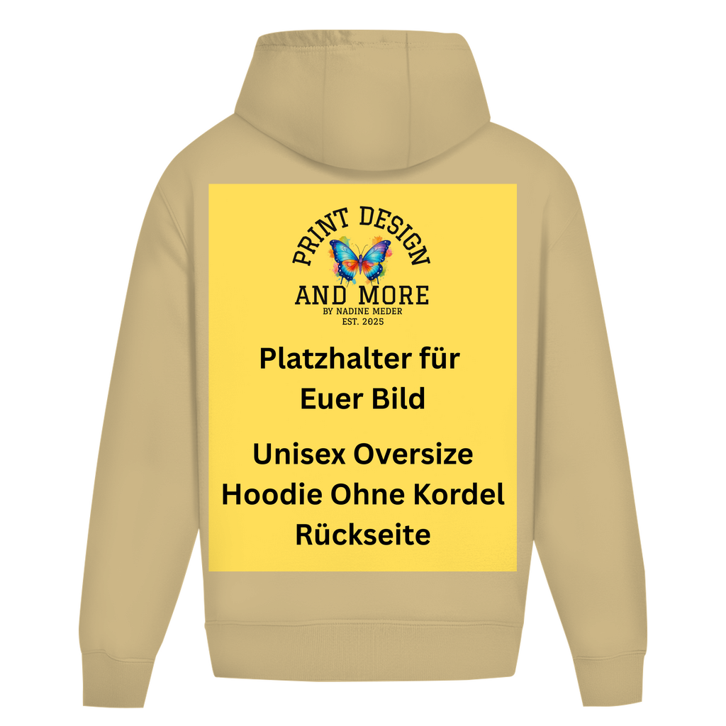 Unisex Oversize Hoodie Ohne Kordel Rückseite DTF
