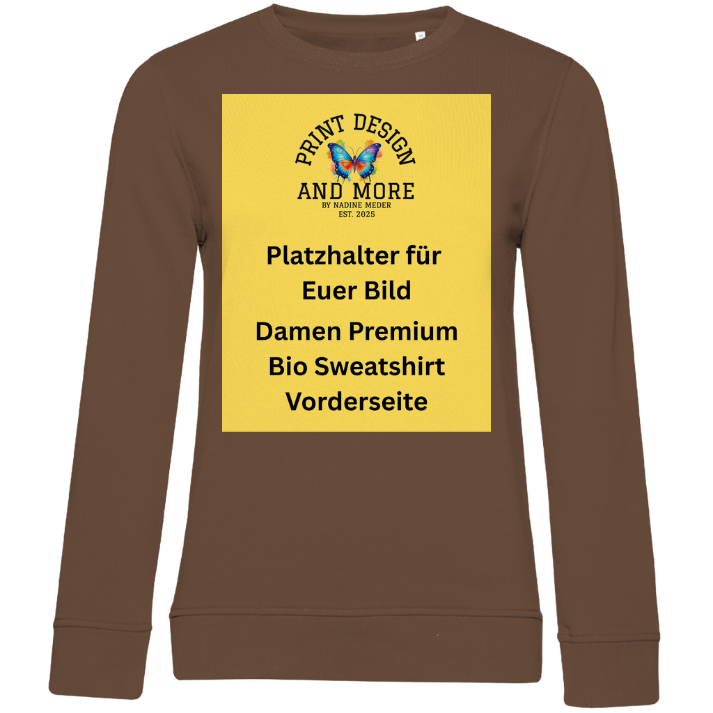Damen Premium Bio Sweatshirt Vorderseite Dunkle Farben DTF