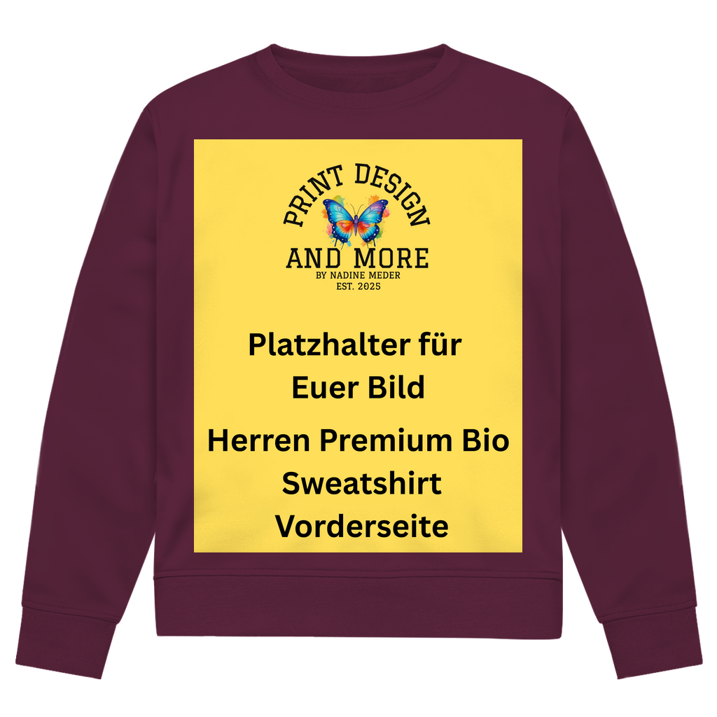 Herren Premium Bio Sweatshirt Vorderseite Dunkle Farben DTF