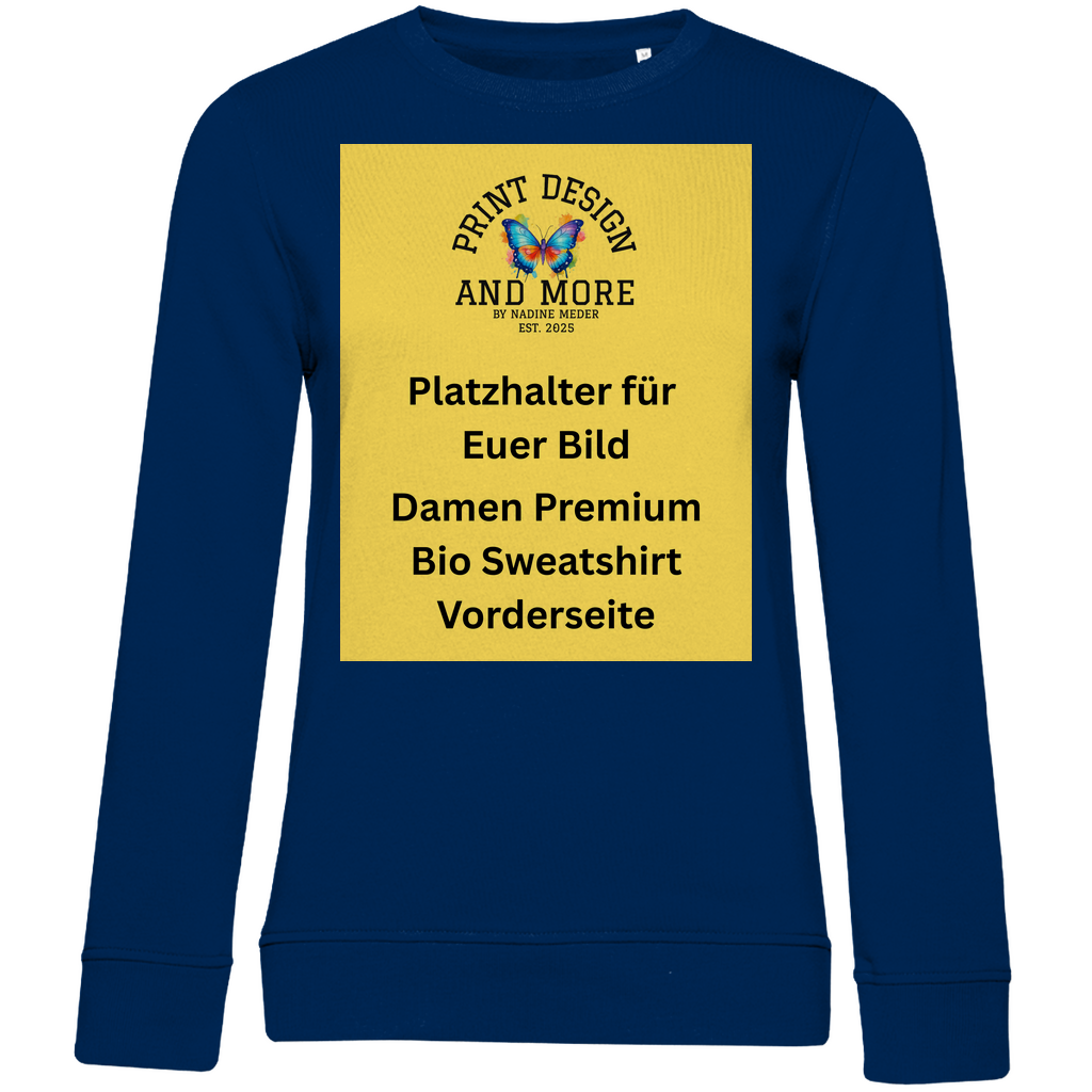 Damen Premium Bio Sweatshirt Vorderseite Dunkle Farben DTF