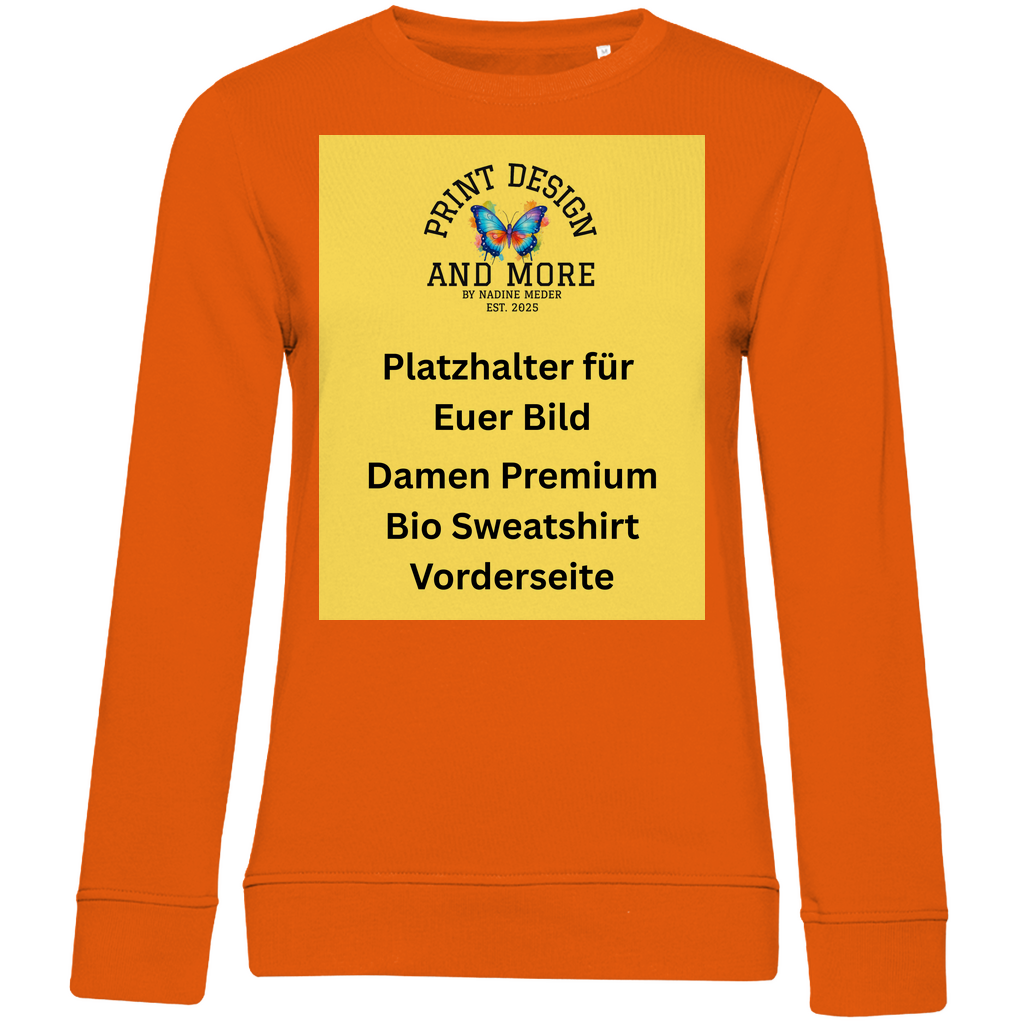 Damen Premium Bio Sweatshirt Vorderseite Helle Farben DTF
