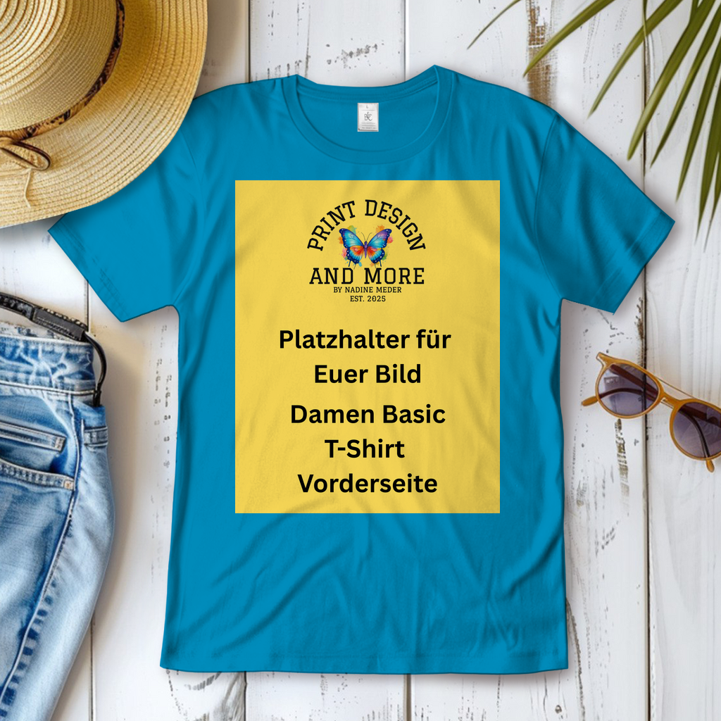 Damen Basic T-Shirt Vorderseite Helle Farben DTF