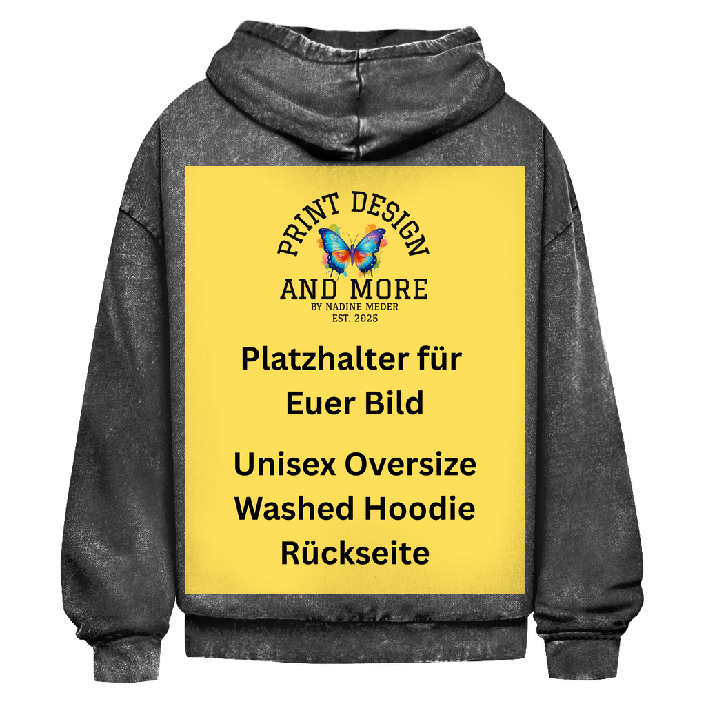 Unisex Oversize Washed Hoodie Rückseite DTF