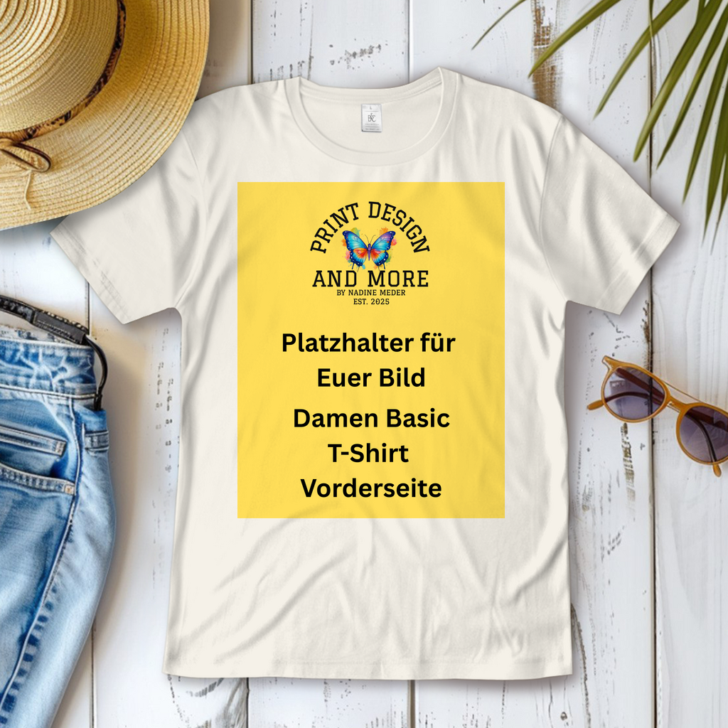 Damen Basic T-Shirt Vorderseite Helle Farben DTF