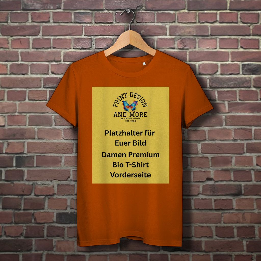Damen Premium Bio T-Shirt Vorderseite DTF