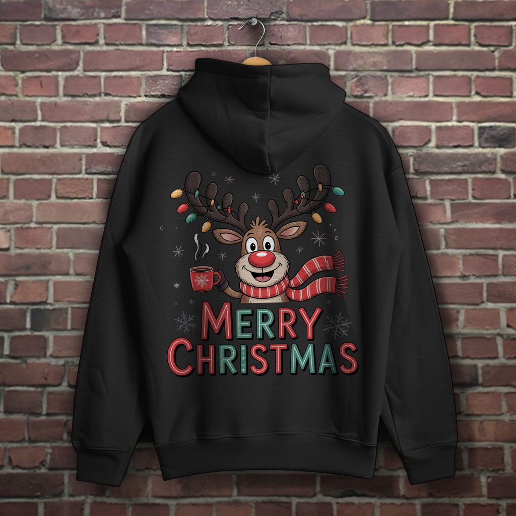 Merry Christmas, Rentier mit Lichterkette