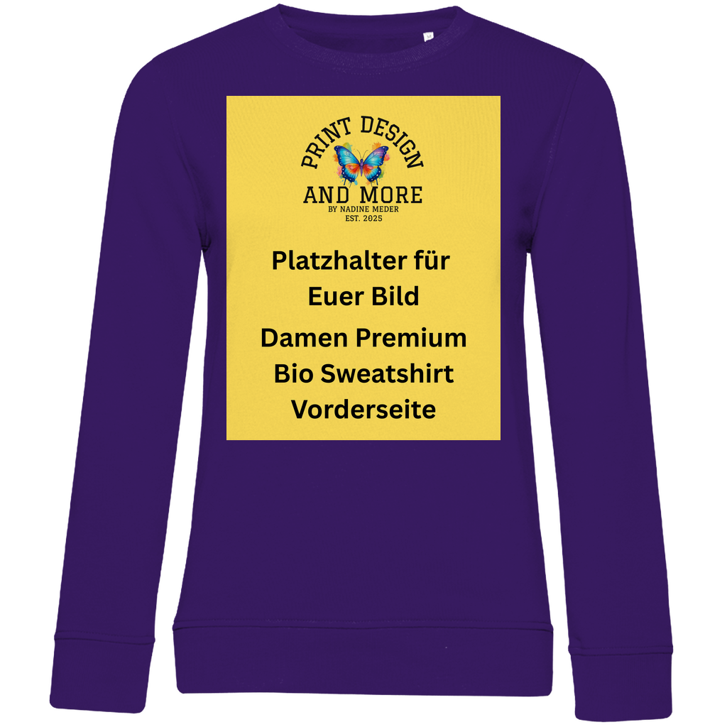 Damen Premium Bio Sweatshirt Vorderseite Dunkle Farben DTF