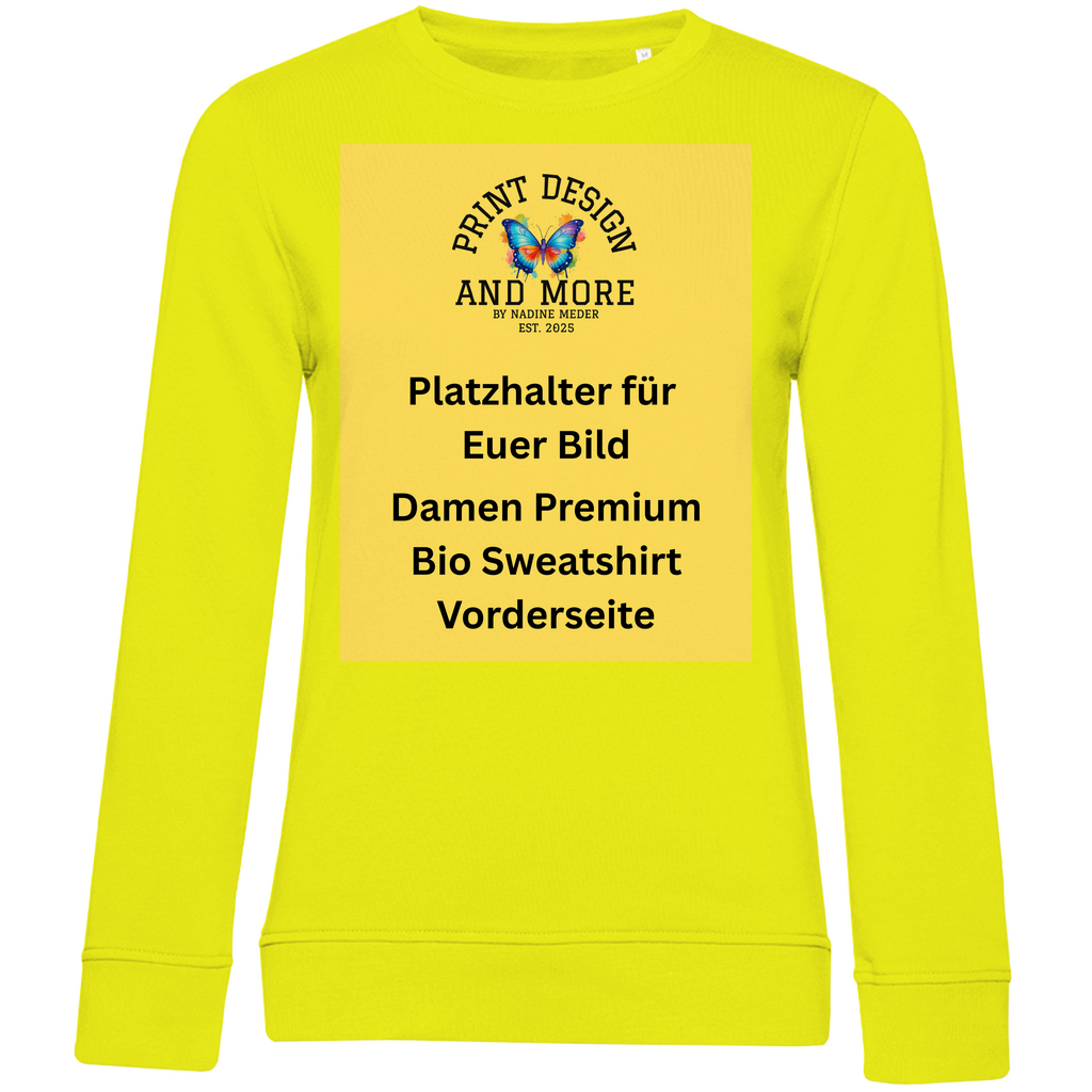 Damen Premium Bio Sweatshirt Vorderseite Helle Farben DTF