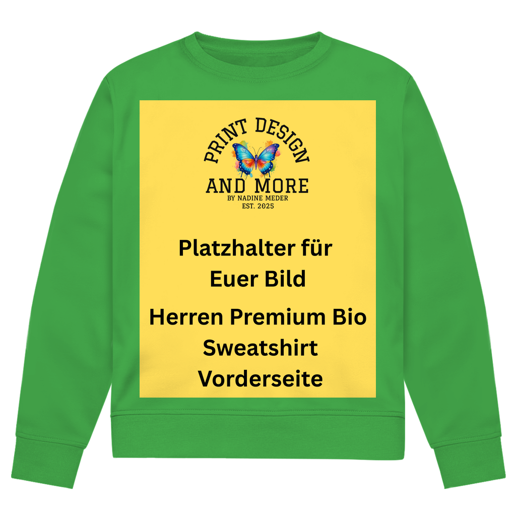 Herren Premium Bio Sweatshirt Vorderseite Helle Farben DTF