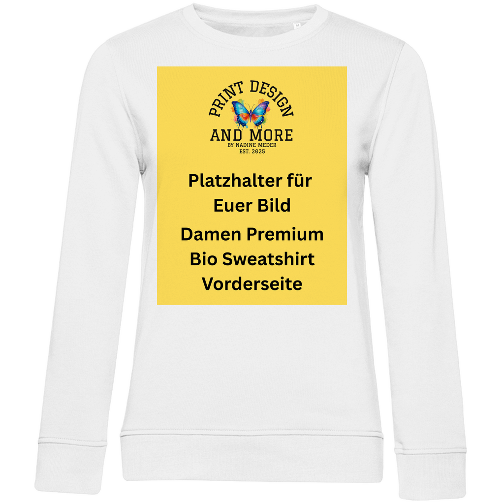 Damen Premium Bio Sweatshirt Vorderseite Helle Farben DTF