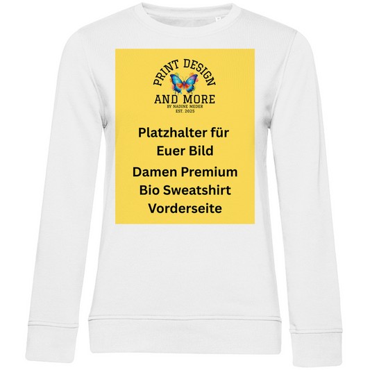 Damen Premium Bio Sweatshirt Vorderseite Helle Farben DTF