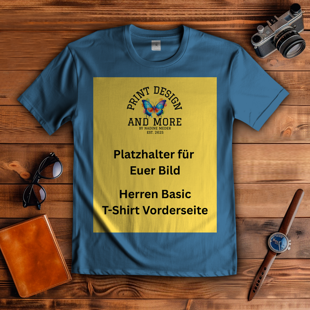 Herren Basic T-Shirt Vorderseite Dunkle Farben DTF