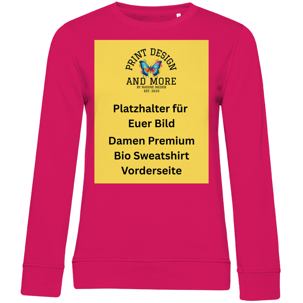 Damen Premium Bio Sweatshirt Vorderseite Dunkle Farben DTF
