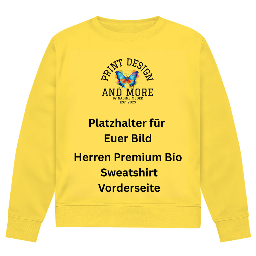 Herren Premium Bio Sweatshirt Vorderseite Helle Farben DTF