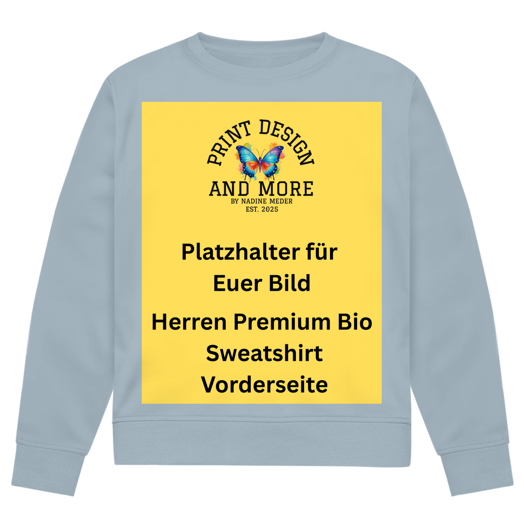 Herren Premium Bio Sweatshirt Vorderseite Helle Farben DTF