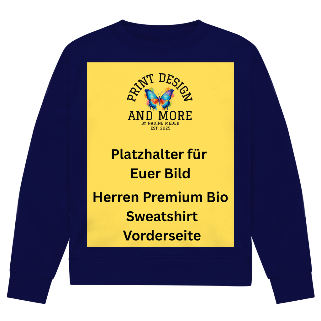 Herren Premium Bio Sweatshirt Vorderseite Dunkle Farben DTF