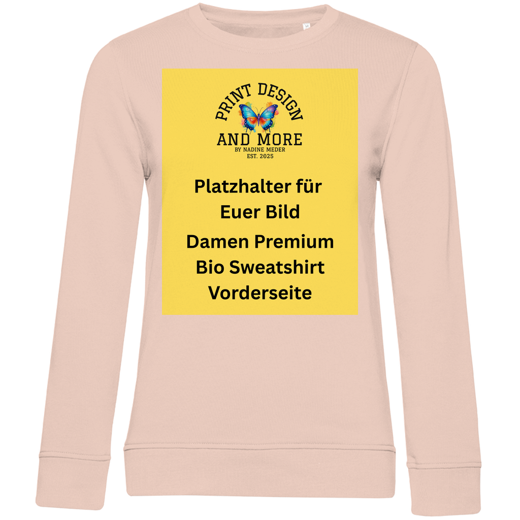 Damen Premium Bio Sweatshirt Vorderseite Helle Farben DTF