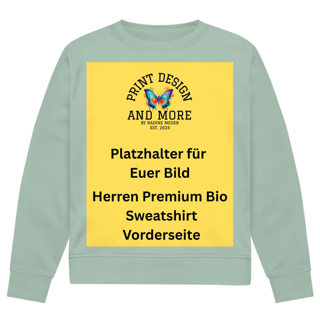 Herren Premium Bio Sweatshirt Vorderseite Helle Farben DTF