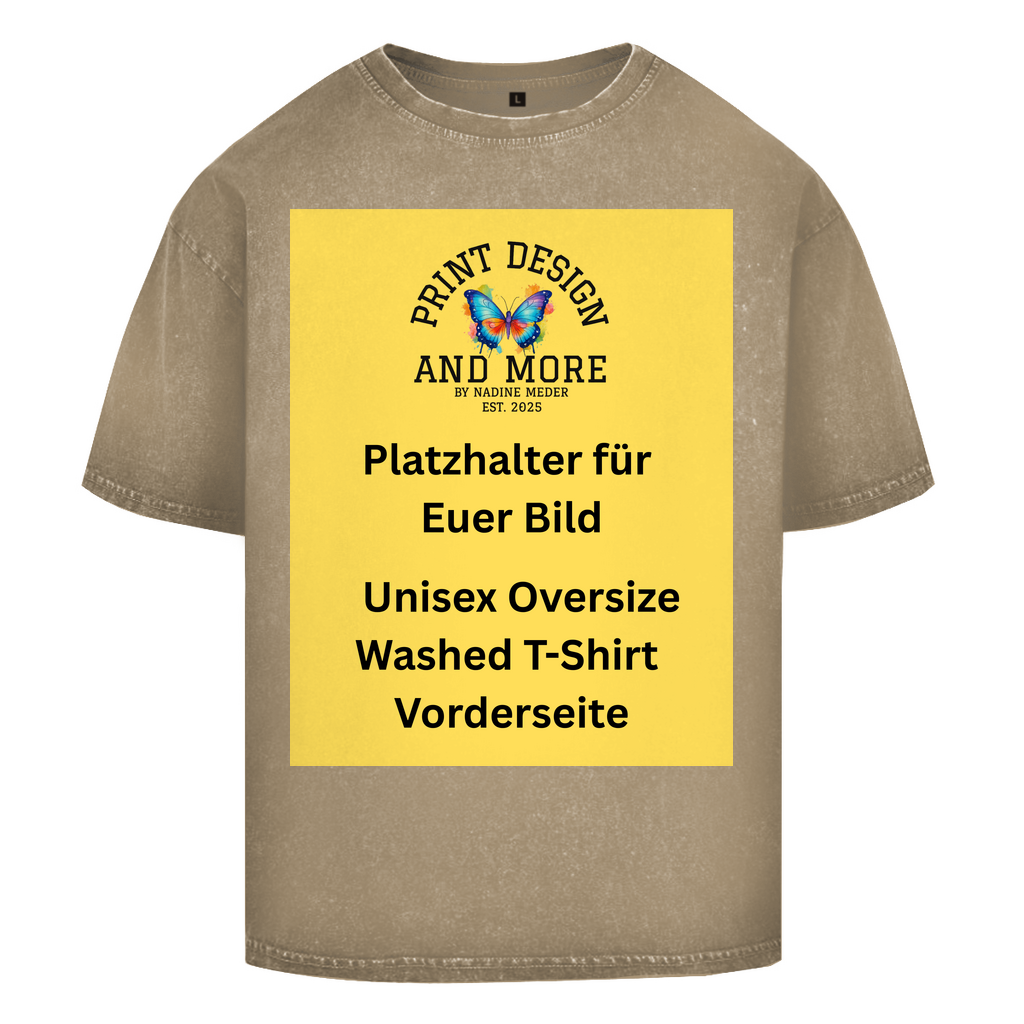 Unisex Oversize Washed T-Shirt Vorderseite DTF