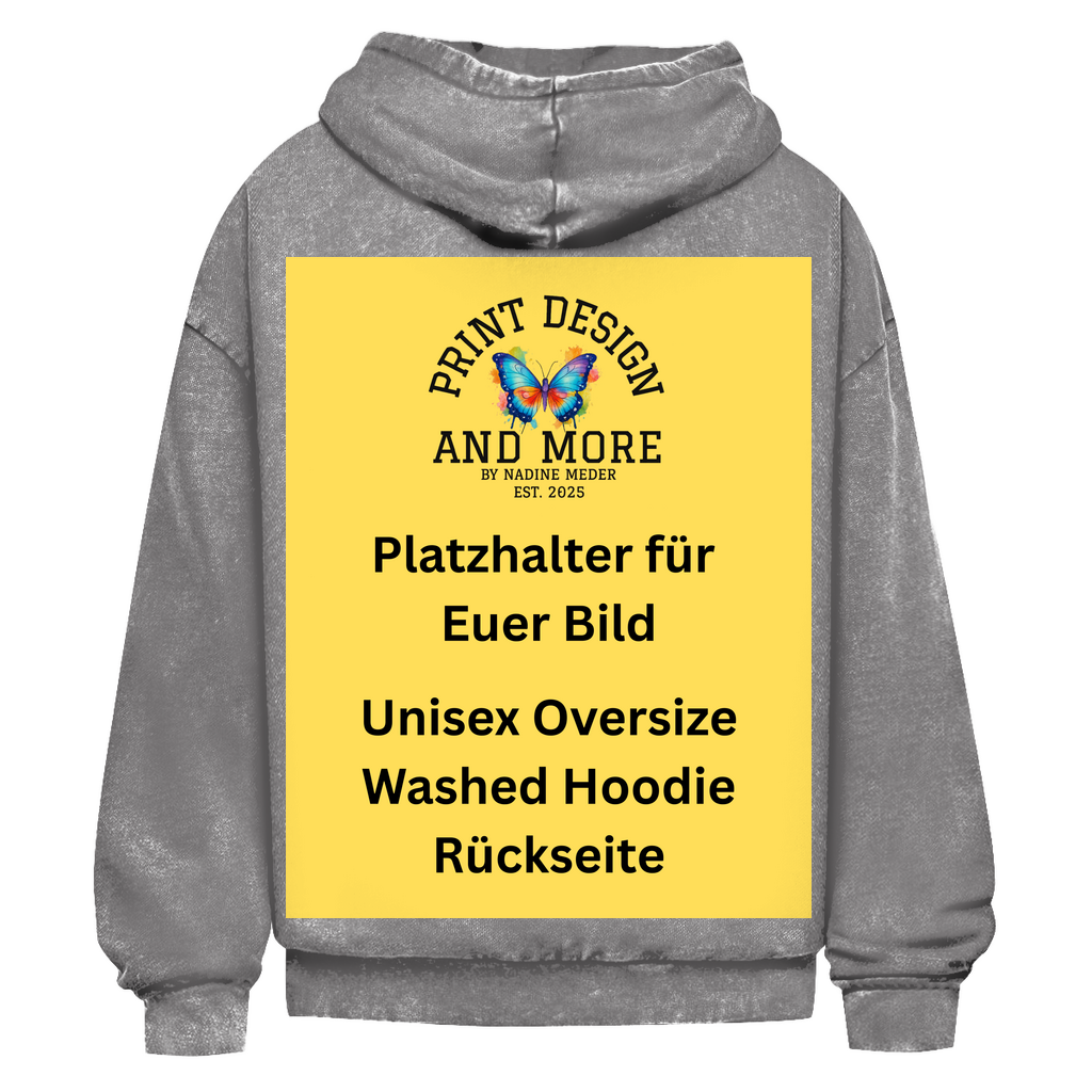 Unisex Oversize Washed Hoodie Rückseite DTF