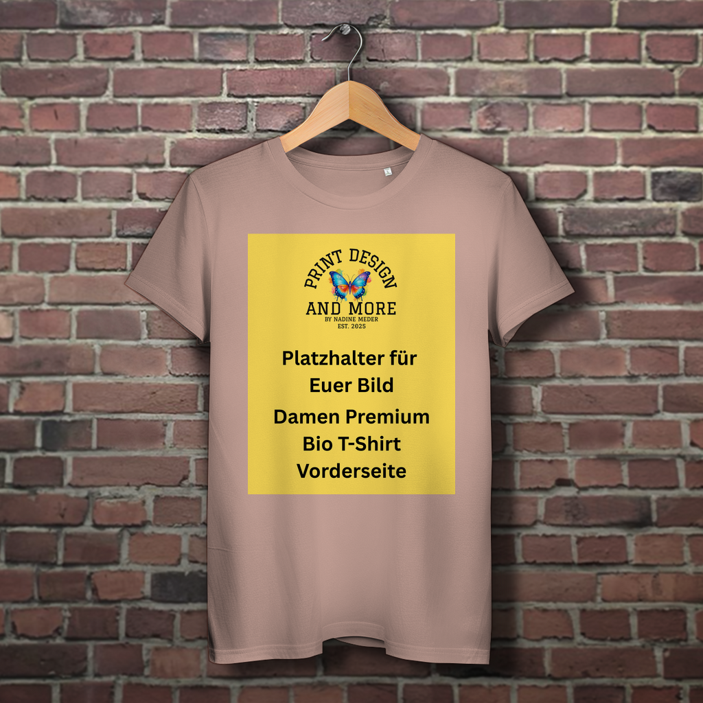 Damen Premium Bio T-Shirt Vorderseite DTF