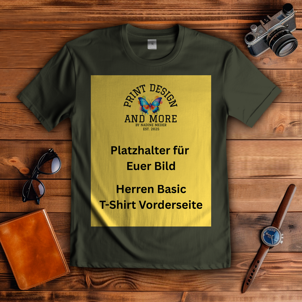 Herren Basic T-Shirt Vorderseite Dunkle Farben DTF