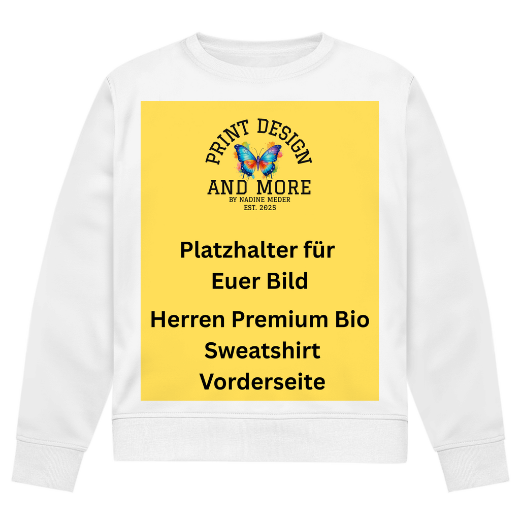 Herren Premium Bio Sweatshirt Vorderseite Helle Farben DTF