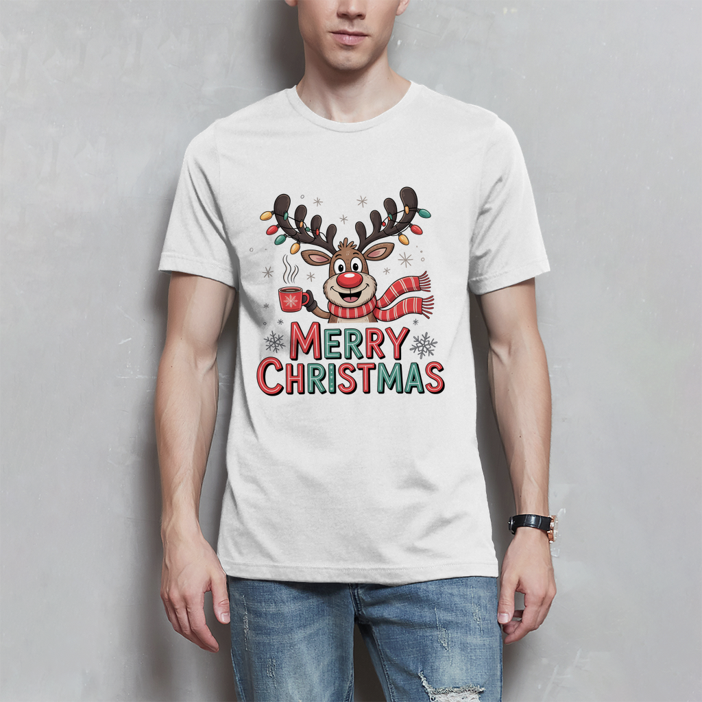 Merry Christmas, Rentier mit Lichterkette