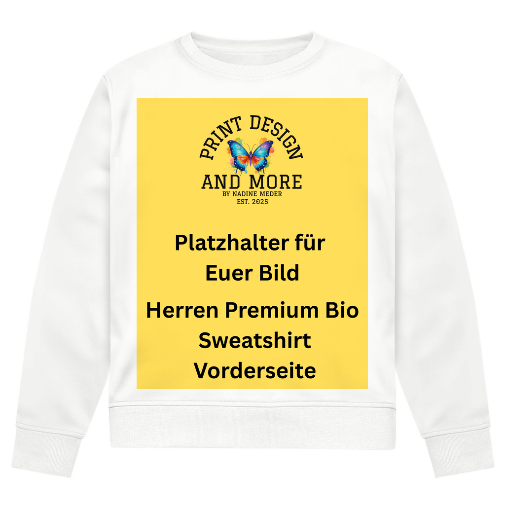 Herren Premium Bio Sweatshirt Vorderseite Helle Farben DTF