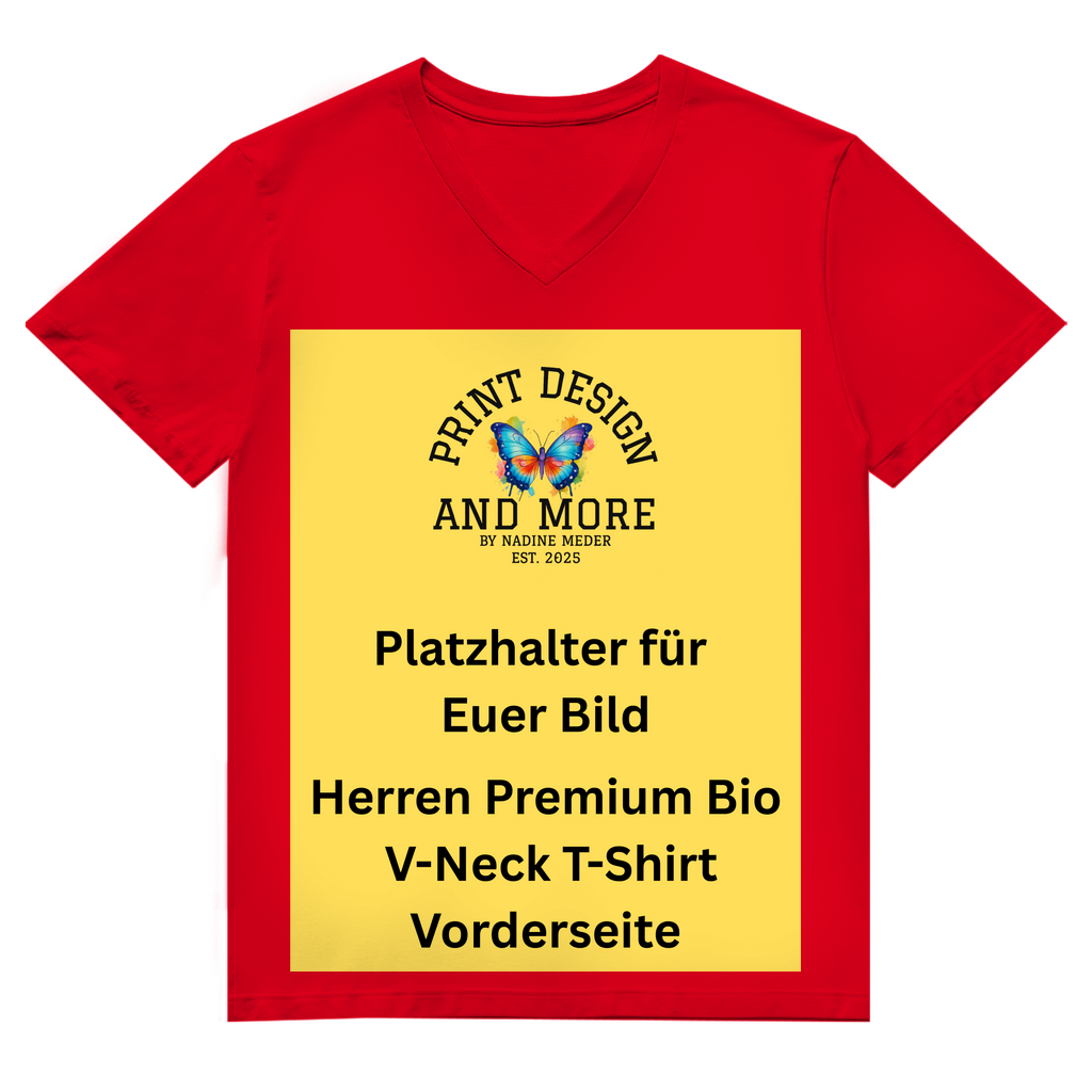 Herren Premium Bio V-Neck T-Shirt Vorderseite DTF
