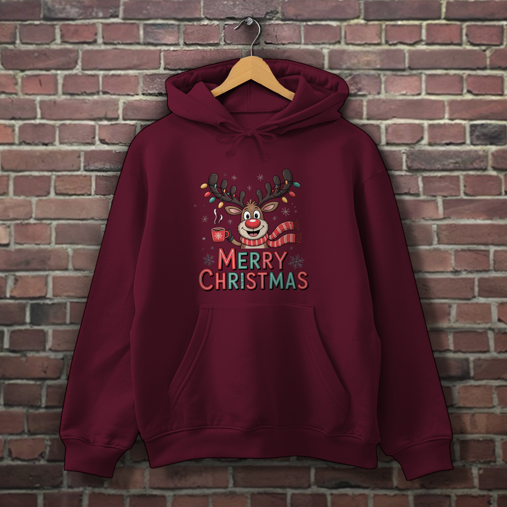 Merry Christmas, Rentier mit Lichterkette
