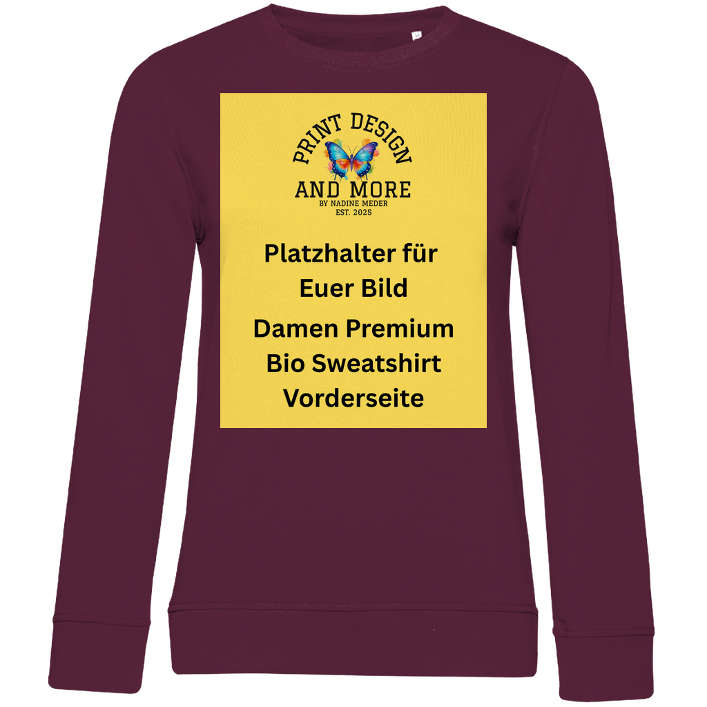 Damen Premium Bio Sweatshirt Vorderseite Dunkle Farben DTF