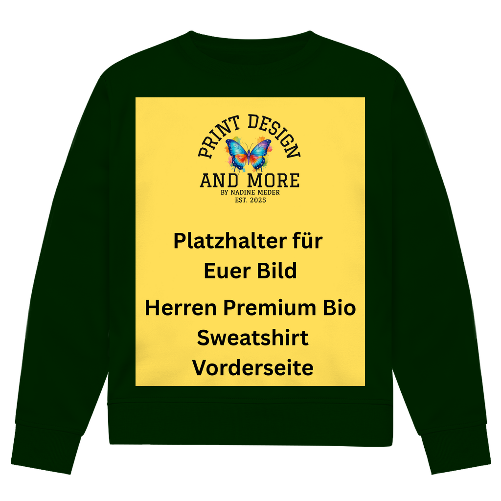 Herren Premium Bio Sweatshirt Vorderseite Dunkle Farben DTF